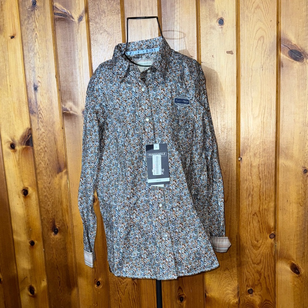 Woman Panhandle Rough Stock Button Western Shirt  large western print flex tech